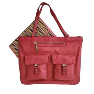 Liz Claiborne Women's Pink Nylon Business Travel Laptop Tote w Portfolio Holder